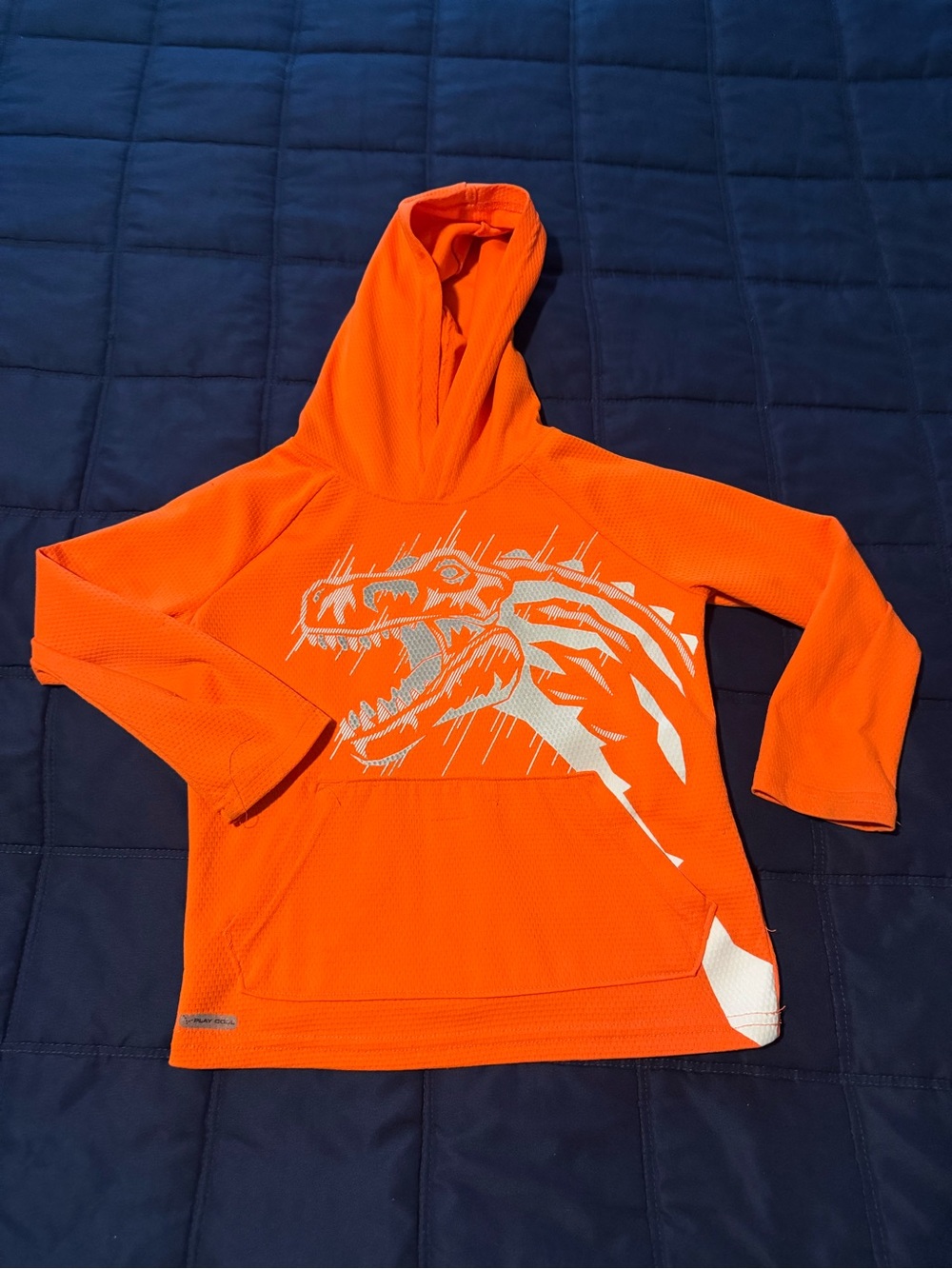 jumping beans Orange Hoodie with White Dinosaur Graphic